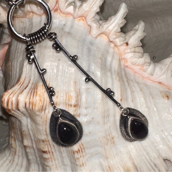 Modern Ruby Ziosite dangle multi-gem handmade statement Necklace - Picture 7 of 14